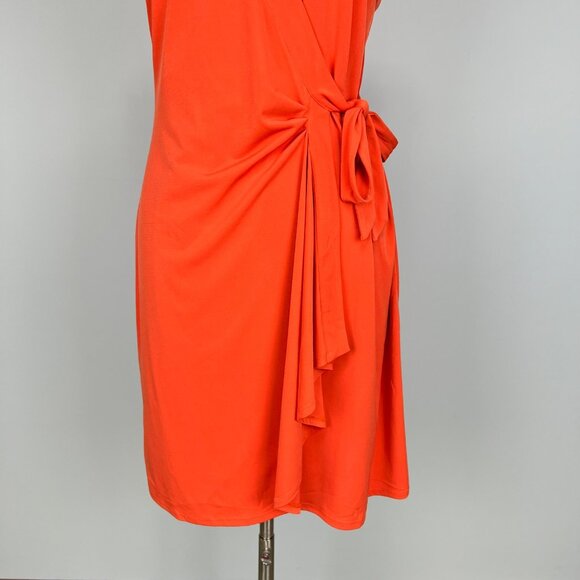 BCBGMaxAzria Womens Sleeveless Wrap Mini Dress Red Clay Orange size Large - Picture 5 of 14